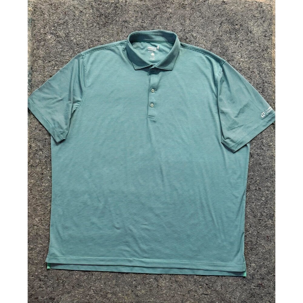 Johnnie-O Performance Men’s Striped Golf Polo – Green/Teal – XXL